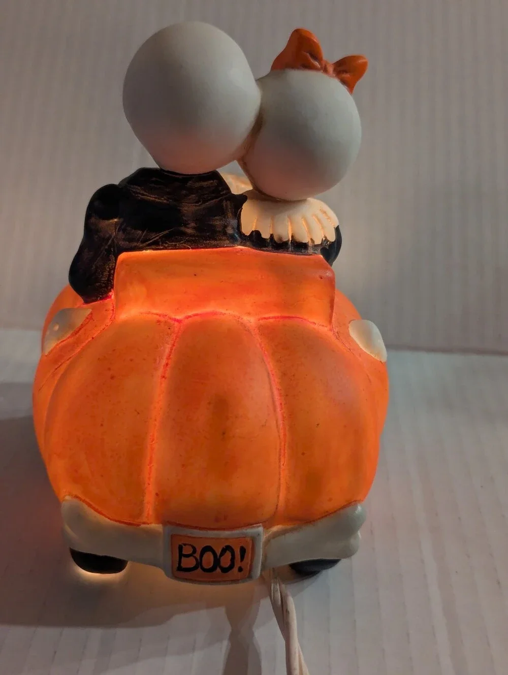 Halloween Skeleton Couple Pumpkin Car Light Up VTG 1990 Enesco Mark Cook